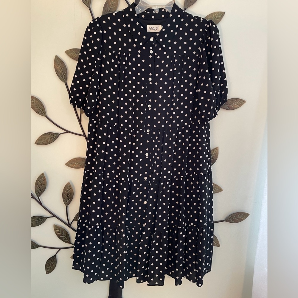 Eliza J Black & White Polka Dot Dress